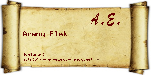 Arany Elek névjegykártya